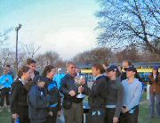 Lon Woodbury presented The Woodbury Cup to the Columbia University women's varsity crew team.